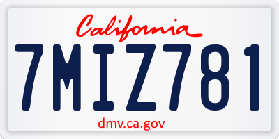 CA license plate 7MIZ781