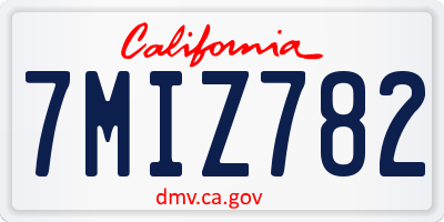 CA license plate 7MIZ782