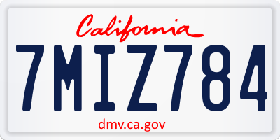CA license plate 7MIZ784