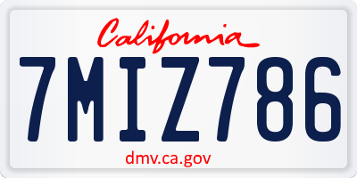 CA license plate 7MIZ786
