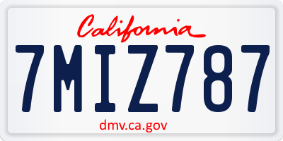 CA license plate 7MIZ787