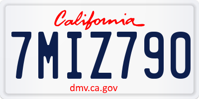 CA license plate 7MIZ790