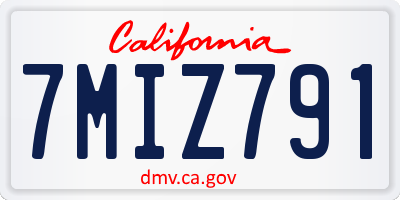 CA license plate 7MIZ791