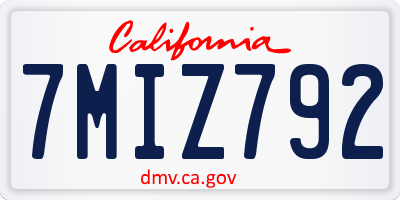 CA license plate 7MIZ792