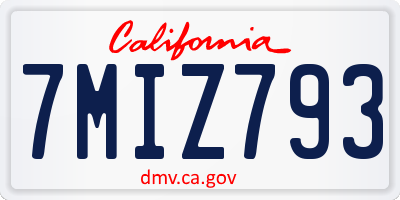 CA license plate 7MIZ793