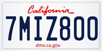 CA license plate 7MIZ800