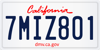CA license plate 7MIZ801