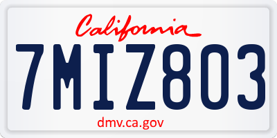 CA license plate 7MIZ803