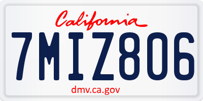 CA license plate 7MIZ806