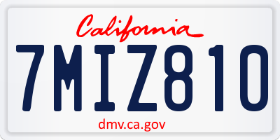 CA license plate 7MIZ810