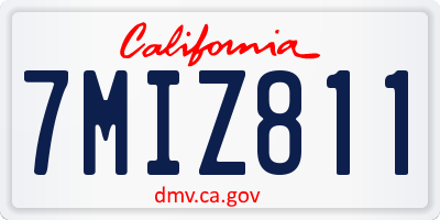 CA license plate 7MIZ811