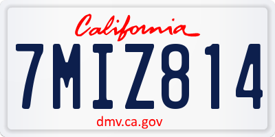 CA license plate 7MIZ814