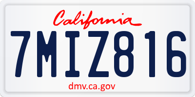 CA license plate 7MIZ816