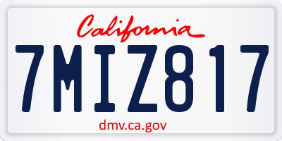 CA license plate 7MIZ817