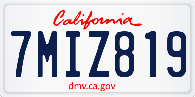 CA license plate 7MIZ819
