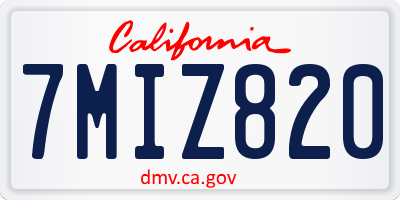 CA license plate 7MIZ820
