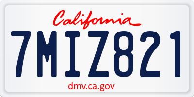 CA license plate 7MIZ821
