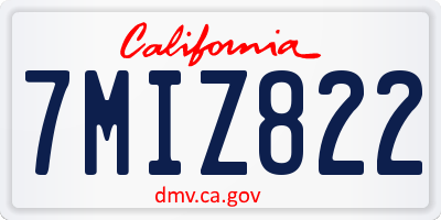 CA license plate 7MIZ822