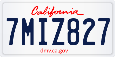 CA license plate 7MIZ827