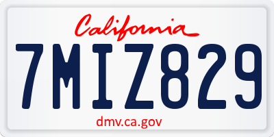 CA license plate 7MIZ829