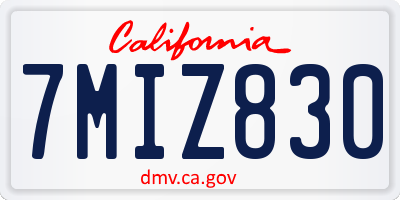 CA license plate 7MIZ830