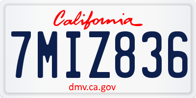 CA license plate 7MIZ836