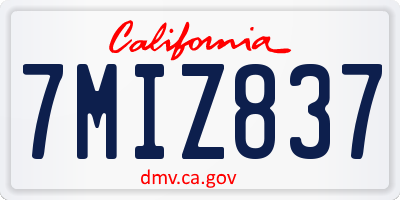 CA license plate 7MIZ837