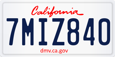 CA license plate 7MIZ840