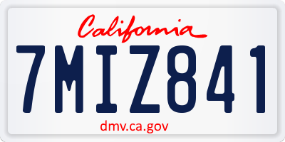 CA license plate 7MIZ841