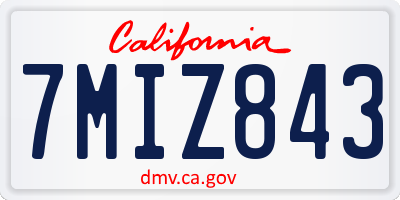 CA license plate 7MIZ843