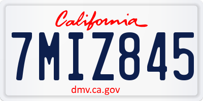 CA license plate 7MIZ845