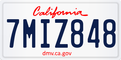 CA license plate 7MIZ848