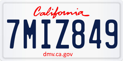 CA license plate 7MIZ849