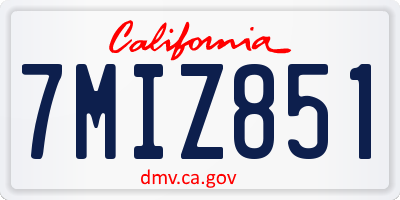 CA license plate 7MIZ851