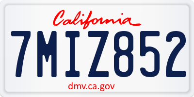 CA license plate 7MIZ852