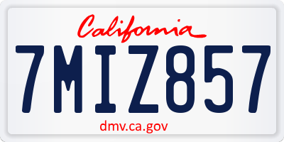 CA license plate 7MIZ857