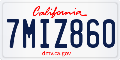 CA license plate 7MIZ860