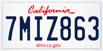 CA license plate 7MIZ863