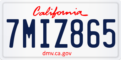 CA license plate 7MIZ865