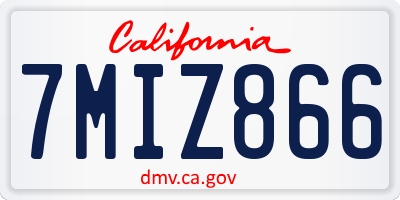 CA license plate 7MIZ866