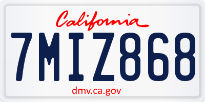 CA license plate 7MIZ868