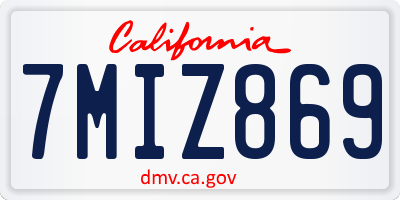 CA license plate 7MIZ869