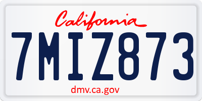 CA license plate 7MIZ873