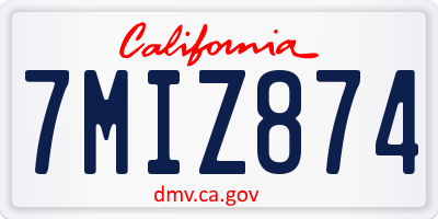 CA license plate 7MIZ874