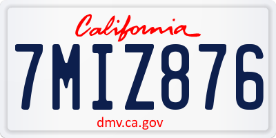 CA license plate 7MIZ876