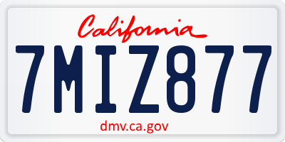 CA license plate 7MIZ877