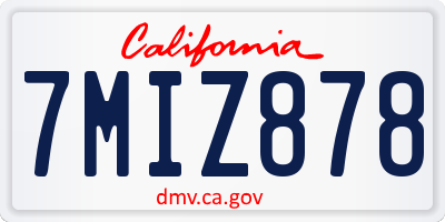 CA license plate 7MIZ878