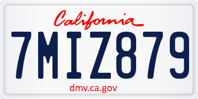 CA license plate 7MIZ879