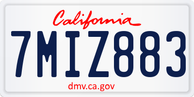 CA license plate 7MIZ883