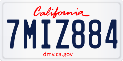 CA license plate 7MIZ884